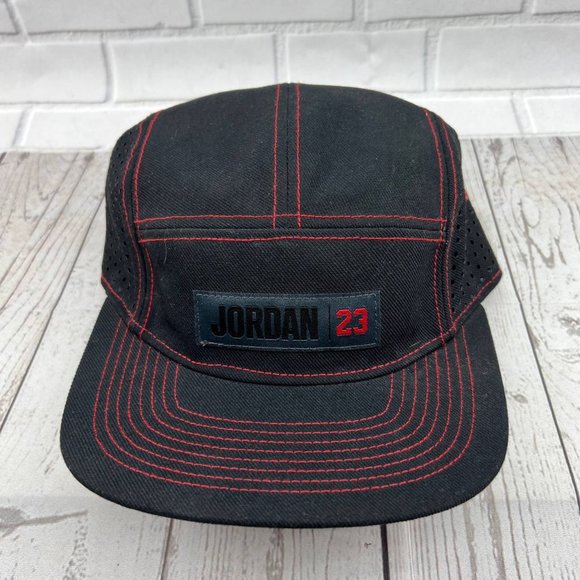 Air Jordan 23 5‎ Panel Jumpman Hat Strapback Cap Black Men - Picture 1 of 7